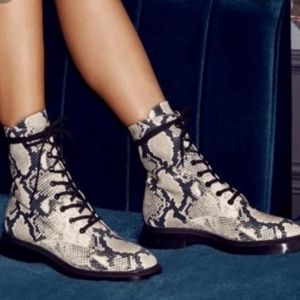 Sw Mckenzee Python-Embossed Leather Combat Boots - image 2